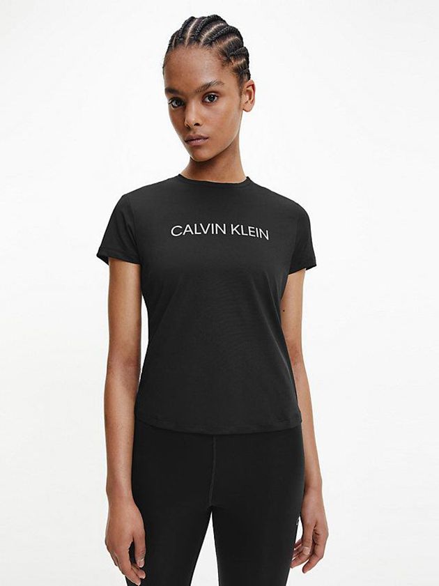 Calvin Klein USA Slim Logo Gym Womens T-Shirt Black 6985140-WA